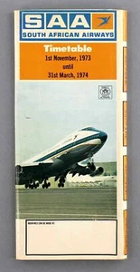SOUTH AFRICAN AIRWAYS AIRLINE TIMETABLE WINTER 1973/74 SAA SAL BOEING 747 - Picture 1 of 5