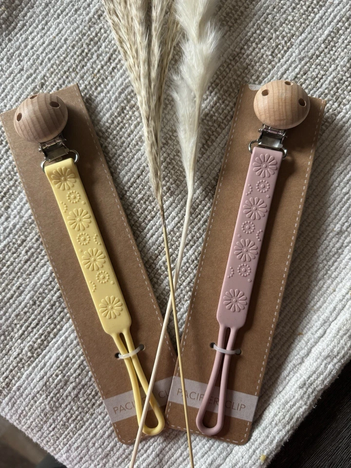 clips chupete para bebé silicona - clip madera Foto 1 de 1