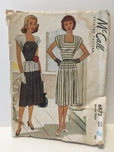 Vintage McCalls Dress pattern # 6872, size 16, 1940s - Picture 1 of 2
