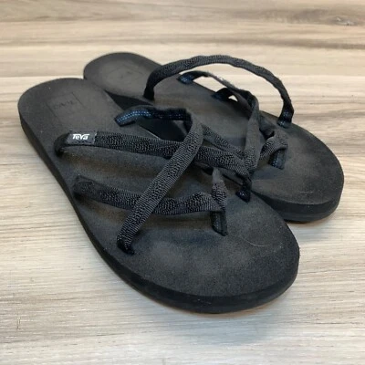 Sandalias de tanga Teva 6840 para mujer chanclas negras talla 10 con tiras Foto 1 de 4