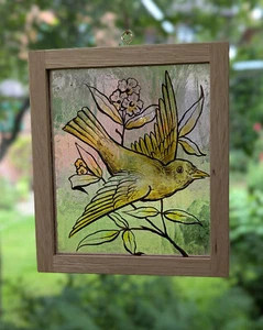 Antique Stained Glass Natural History Study Ornothology #44 - Picture 1 of 3