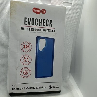 Tech21 Evo Check Series Gel Case for Samsung Galaxy S22 Ultra - Blue - Image 1 of 2