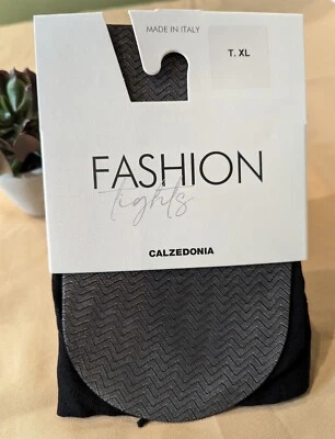 CALZEDONIA 30 DENIER PANTIMEDIAS CON MOTIVO CHEVRON TRANSPARENTE TALLA T.XL / NEGRAS Foto 1 de 2