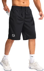 Men'S Basketball Shorts with Zipper Pockets Lightweight Quick Dry 11" Long Short - Picture 1 of 7