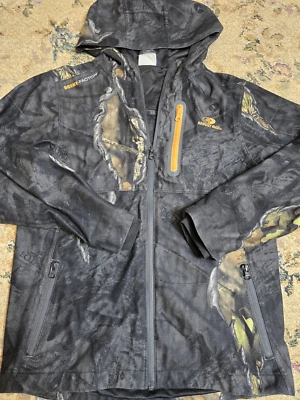 Mossy Oak Night Eclipse Jacket Youth L Scent Factor Hunting Black Hooded Camo - Image 1 of 4