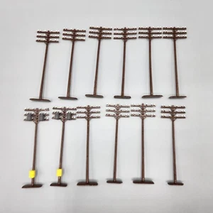 12 Brown 4” Telephone Power Poles - HO Scale For Model Layouts - Picture 1 of 5