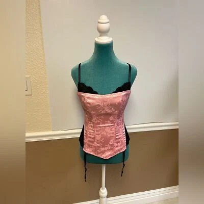 Corsé Bustier de Encaje Rosa y Negro Y2K Frederick’s of Hollywood - Talla 32 Foto 1 de 4