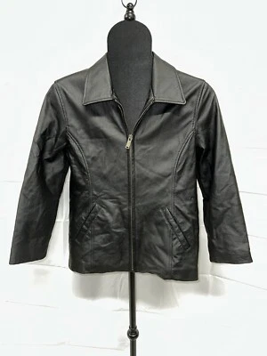 Chaqueta de cuero negra para niños Wilson Thinsulate, XL motociclista, rock, fresca, grasa usada en excelente estado Foto 1 de 4