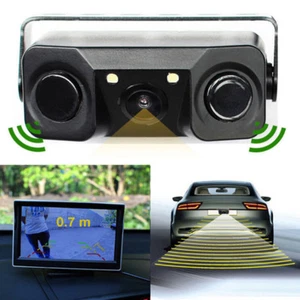 3 in 1 Car Parking Reversing Radar Sensors Rear View Backup 170° Camera - Picture 1 of 10
