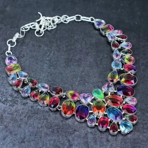 Natural Bi-Color Tourmaline 925 Sterling Silver Jewelry Necklace 18" Gift I320 - Picture 1 of 7