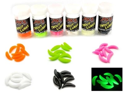 Forellen gummiköder Set 48St. Trout Köder 35mm, Forellenköder maden, Bienenmaden - Bild 1 von 4
