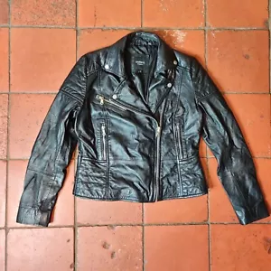Barneys Originals Tall Real Leather Cropped Biker Jacket - Picture 1 of 24