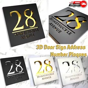 Door Sign Laser Cut Custom House Numbers Address Plaques Outdoor 3D Name Plates - Picture 1 of 18