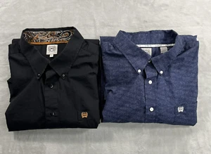 2 - Cinch Shirt Men's XL Long Sleeve Black Paisley Navy Heathered Cotton Cowboy - Picture 1 of 22