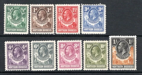 (500)     Northern Rhodesia KGV 1925-29 Set to 1s (Missing 2d SG4) SG1-10 M/Mint Cover