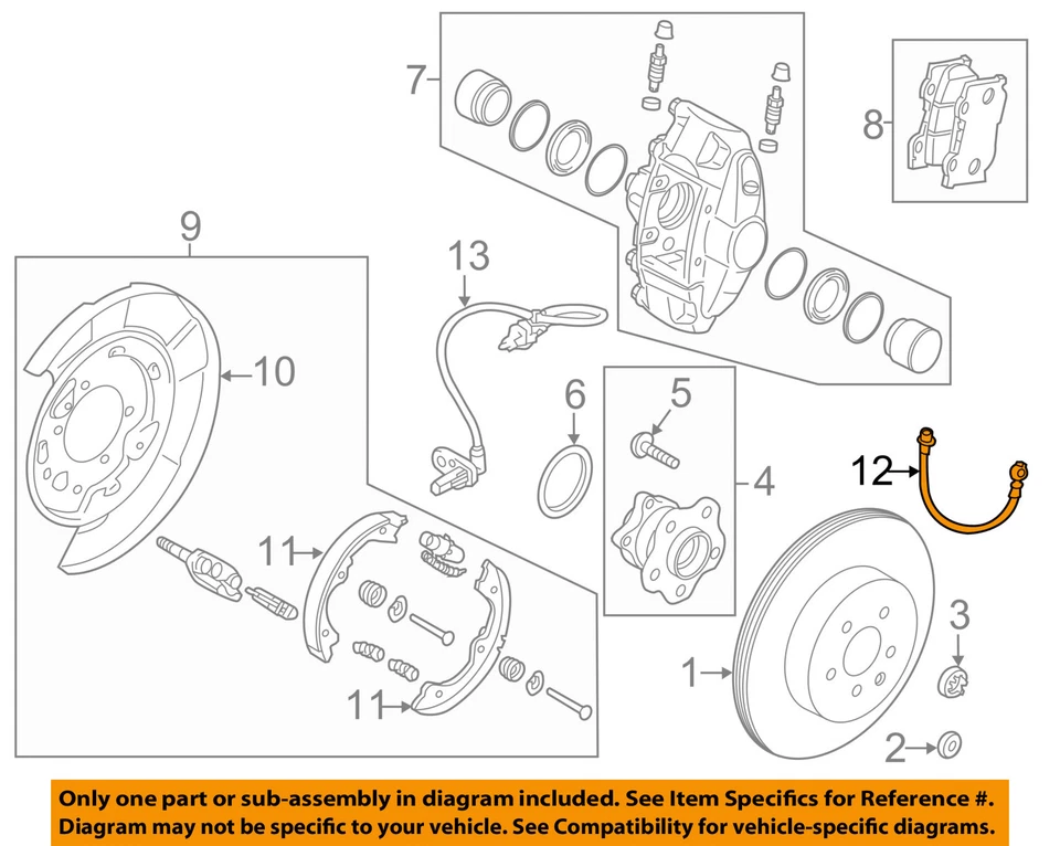 Infiniti NISSAN OEM 14-15 Q50 Rear Brake-Hydraulic Flex Hose 462101MM2A - Image 1 of 1