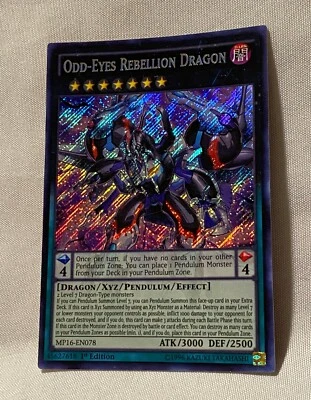 Yu-Gi-Oh Odd-Eyes Rebellion Dragon Secret Rare 1st Edition MP16-EN078 - Image 1 of 4