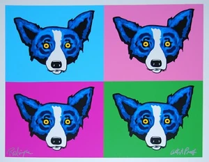 George Rodrigue Blue Dog "Heads or Tails" Print Signed Numbered Artwork - Picture 1 of 7