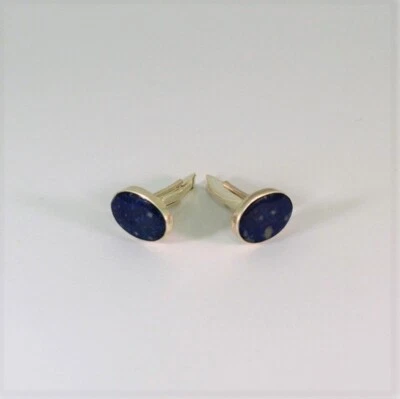 Naturale Lapislazzuli Gemma 925 Argento Sterling Gemelli Appositamente da Uomo - Immagine 1 di 3