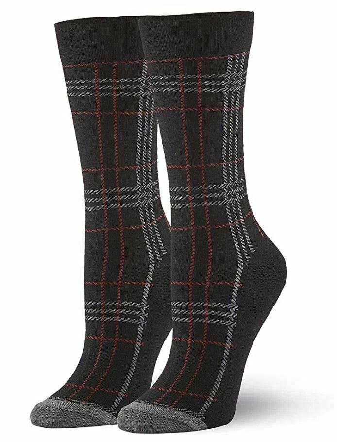 HUE Mujer Talla Única 2 Pares Moda Cuadros Calcetines Crew, Color: Negro Foto 1 de 1