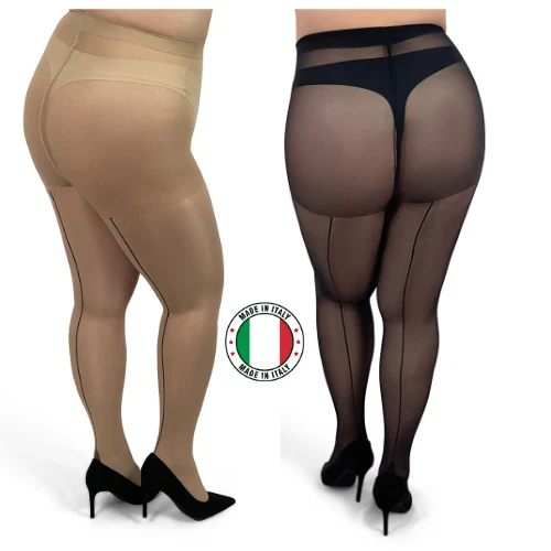 Plus Size Sheer Jive Seamed Tights Curvy Super Stretch Sheer Pantyhose UK 16-22 — 第 1/4 张图片