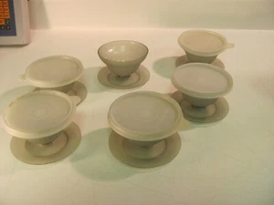 Vintage Tupperware Pudding Dessert Jello Cups With Lids #754 Lot of 6 Smoke Gray - Picture 1 of 11