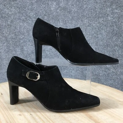 Botas Bandolino Mujer 9 M Graciosas Cremallera Lateral Tacón Botín Negro Gamuza Foto 1 de 4