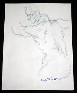 Figura maschile disegno ricerca linea Hawaii anni 50 Side Madge Tennent (1889-1972) (DAT) - Foto 1 di 6