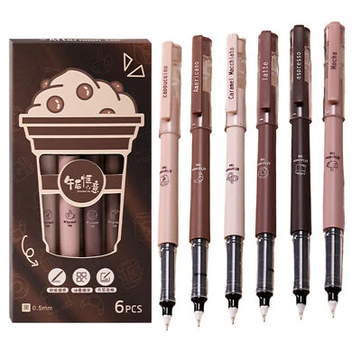 6x Fine Point Pen 14.5cm Funny Needle Tip Pens Set, Coffee Theme Liquid Pens - image 1 of 4