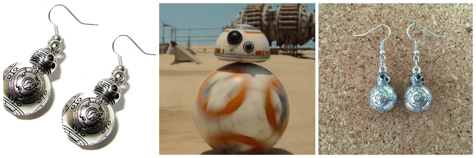 Star Wars BB-8 Droid Charm Dangle Earrings W/Gift Box US Seller - Image 1 of 4