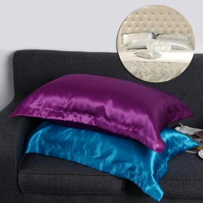 Queen Satin Pillowcases Imitation Silk Pillow Case Bedroom Decor Cushion Cover - image 1 of 4