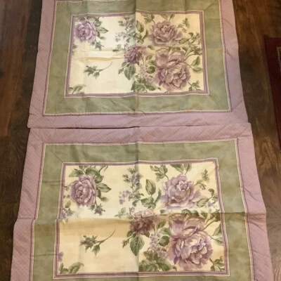 (2) JC Penney ~ Fundas estándar ~ 21x27 ~ Lavanda/Verde Flores grandes ~ Inspirado en la colección Foto 1 de 4
