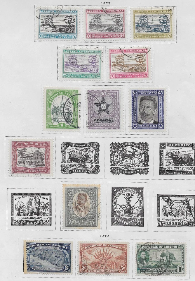 13 estampillas de Liberia de álbum antiguo de calidad 1923-1940 Foto 1 de 1