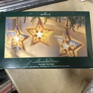 Juego de 3 adornos Hallmark Illuminations Starlight Starbright - Imagen 1 de 6