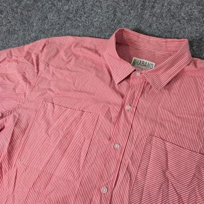 Haband Striped Button Up Shirt Short Sleeve Casual Work XL - Image 1 of 4