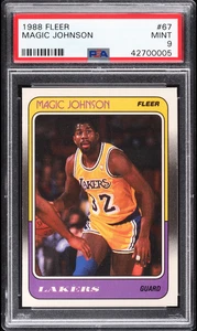 1988-89 Fleer Magic Johnson #67 PSA 9 Mint Condition Basketball Card LA Lakers - Picture 1 of 2