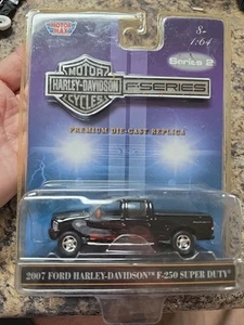 MOTORMAX 2007 HARLEY DAVIDSON FORD F-250 SuperCrew Black w/ Red Flames Diecast - Picture 1 of 2