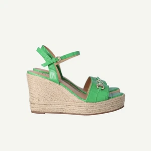 Dune London Womens Green Faux leather High Wedge Sandals Size EU 39 - Picture 1 of 21