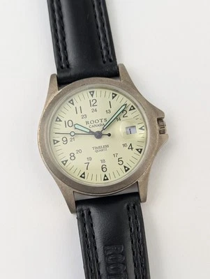 Reloj De Colección SIN PROBAR NOS Roots Canadá Correa de Cuero ESTILO MILITAR   Foto 1 de 4