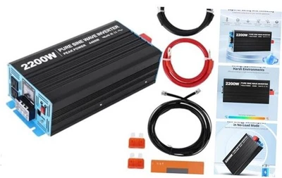 Power Inverter 2200 Watt Pure Sine Wave 12V DC to 110V/120V AC 12V-120V 2200W - Image 1 of 4
