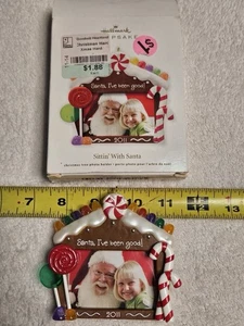 NEW Hallmark Gingerbread “Sitting With Santa” Photo Frame Keepsake Ornament - Picture 1 of 4