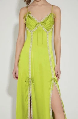 Maxi Vestido Betsey Johnson Satinado Sin Mangas Forever 21 Cami Correas Lazos Talla Mediana Nuevo con Etiquetas Foto 1 de 4