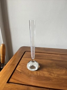 Vintage Clear Glass Single Stem Bud Vase Bulb Base H8 Inch - Picture 1 of 10