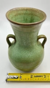Vintage Antique Double Handle Prairie Green Red Ware 4.5” Bud Vase - Picture 1 of 8