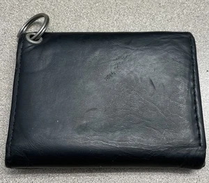 Dickies Trifold Slim Wallet Clear ID Window Chain Grommet Black Coated Leather - Picture 1 of 7