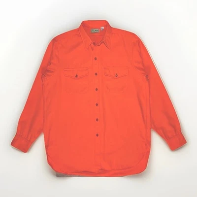 VTG 80s L.L. Bean Blaze Orange Hunting Shirt Men's Size L Tall Made in USA EUC - Image 1 of 4