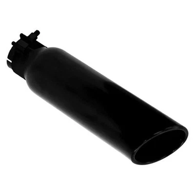 Exhaust Tip Stainless Steel Round Rolled Edge Angle Cut Clamp-On Black Powder Foto 1 de 2