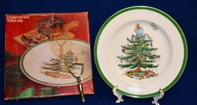 Assiette De Service Vtg En Boîte SPODE En Porcelaine ARBRE DE NOËL 10 1/2" - Photo 1/4