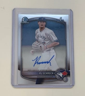 RJ SCHRECK 2025 BOWMAN CHROME 1ST BASE AUTOGRAPH BLUE JAYS AUTO - Image 1 of 2