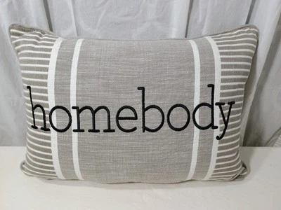 Homebody Embroidered Throw Pillow Home Decor Modern Pillow Grey Gray Rustic  - Image 1 of 2